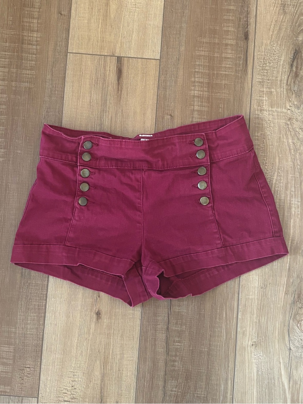 High-Rise Maroon Sailor Button Shorts - Women's size 29